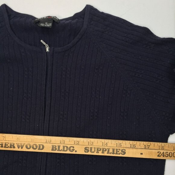 Style & Co Womens Navy Blue Cardigan Sweater Zipper Zip Small Cable Knit Size M - Picture 8 of 9